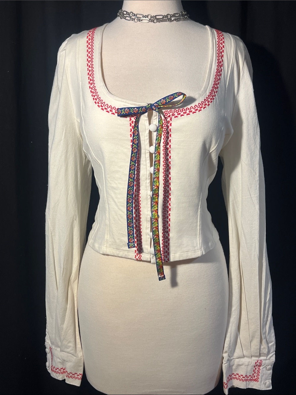 Free People Mada fitted peasant blouse-NWT - Picture 6 of 16